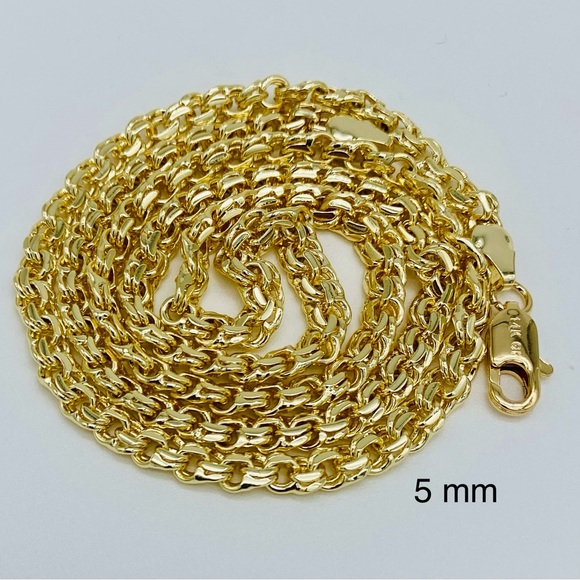 BISMARK Yellow Gold plated 14k Chain Necklaces  24” With crystal cross - Picture 9 of 17